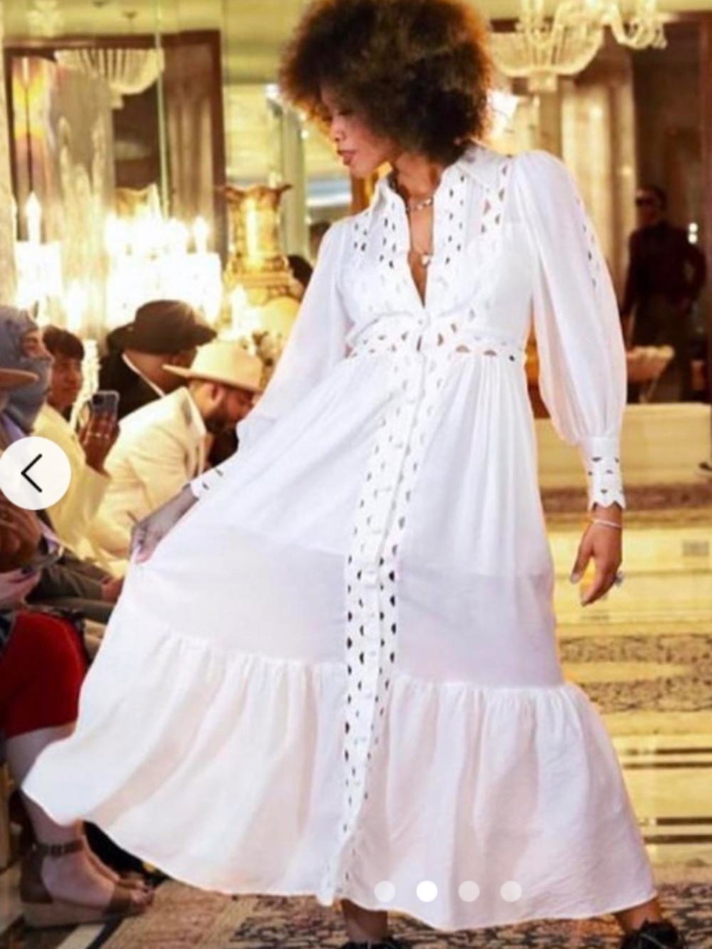 Ashley Stewart 18 White Romantic Ruffle Button Front Long Sleeve Maxi Dress